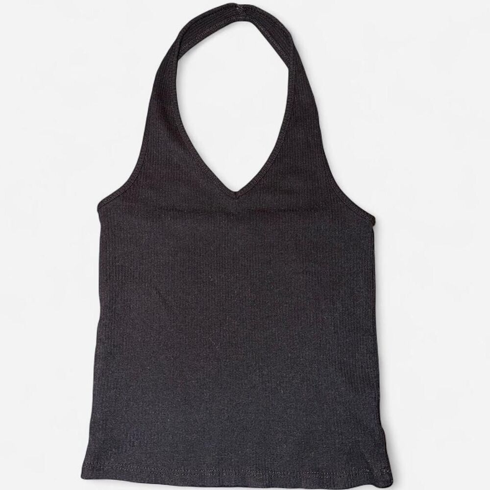 American-eagle Women's Grey and Black Crop-top